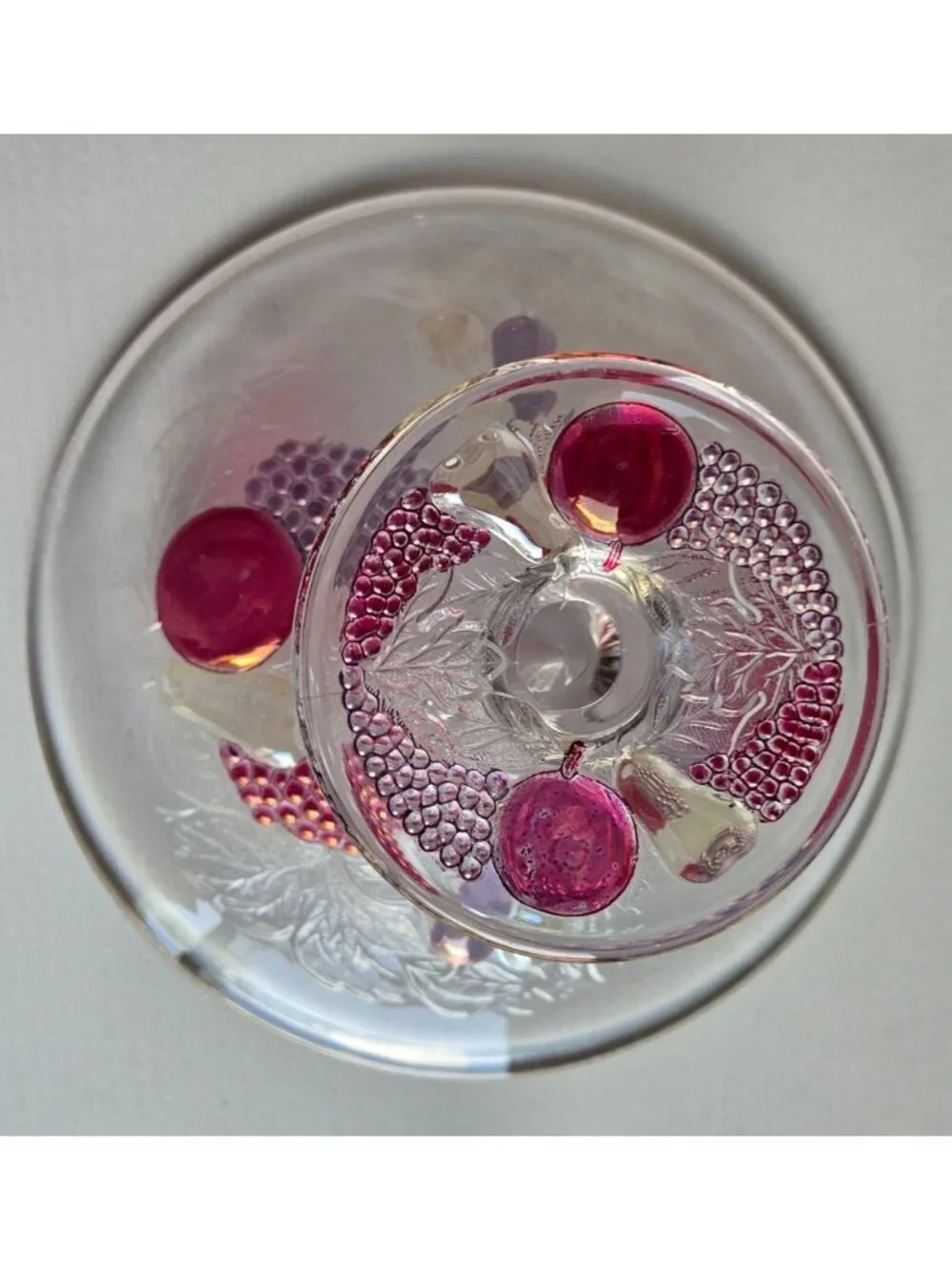 Vintage Westmoreland Glass Della Robbia Fruits Small Compote Pedestal Dish Plate